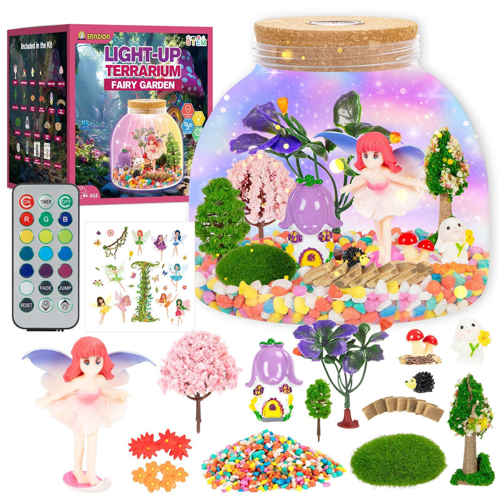 Fairy Light Up Terrarium Kit for Kids - Create a Whimsical Fairy Garden | Fairy Toys for Girls Science Kits Arts and Crafts for Kids Girls Toys Ages 4+ Kids Gifts