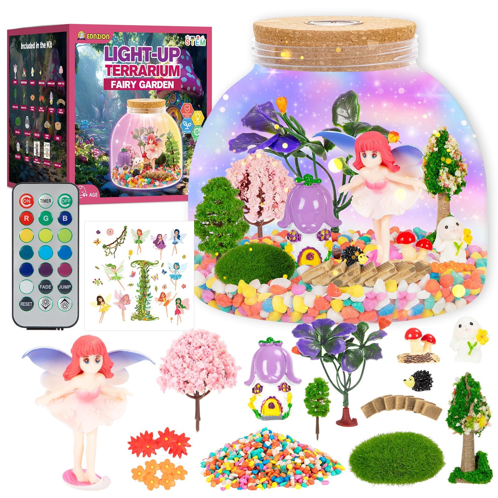 Fairy Light Up Terrarium Kit for Kids - Create a Whimsical Fairy Garden | Fairy Toys for Girls Science Kits Arts and Crafts for Kids Girls Toys Ages 4+ Kids Gifts