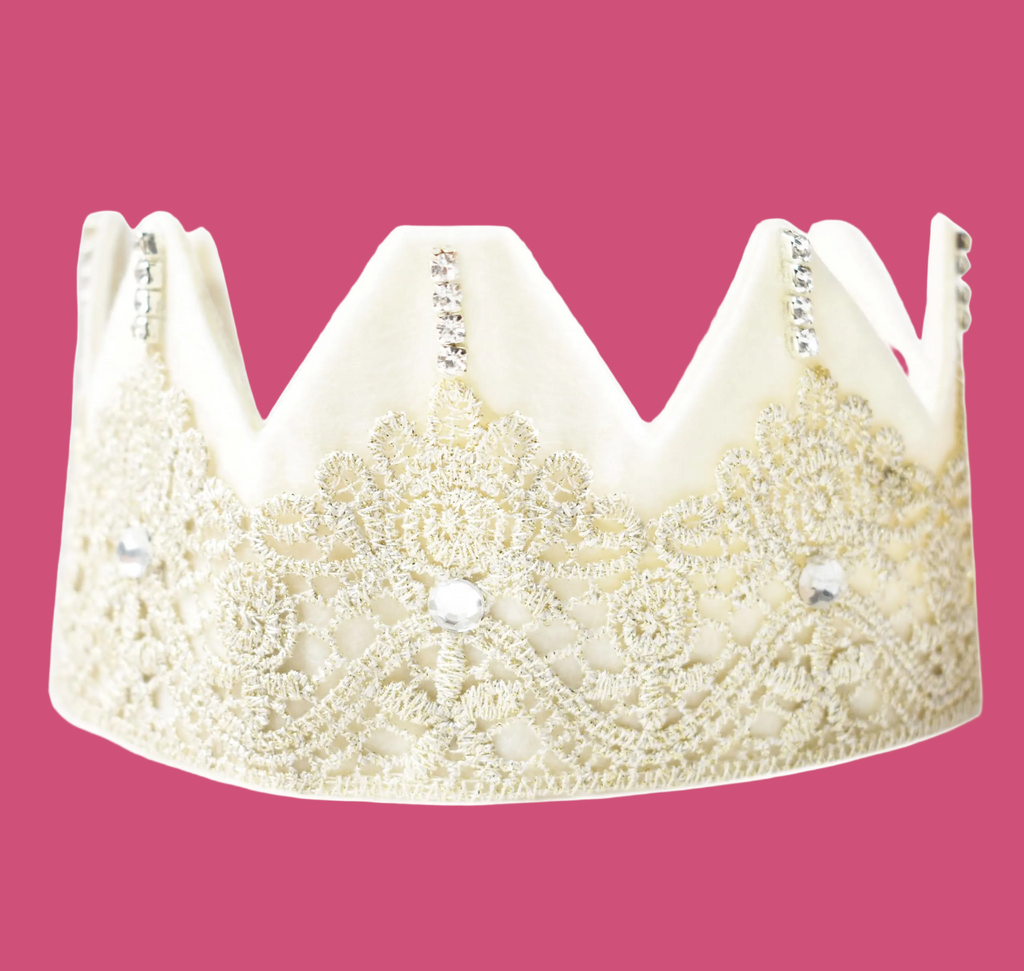 California Tot Girls Fairy Princess Felt Lace Gem Crown Tiara (Fairy Crown)