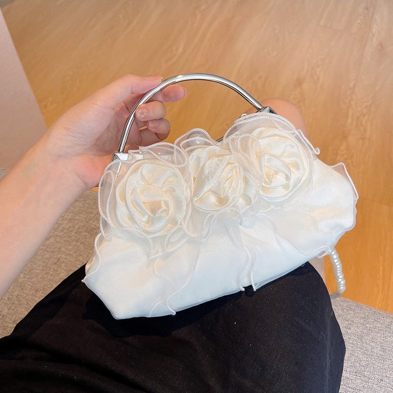 Vintage Pearl Rose Flower Fairy Portable Bag