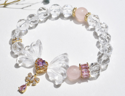 Crystal Butterfly Bracelet — Natural Stone Fairy Jewelry