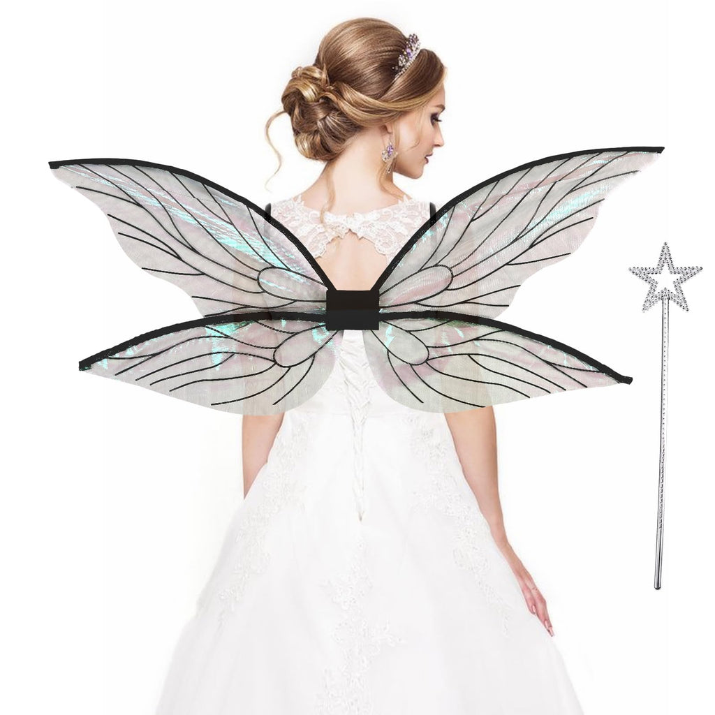 Yieeonc Fairy Wings for Adults Butterfly Fairy Costume for Women Girls Fairy Costume for Kids Halloween Cosplay Accessories Black