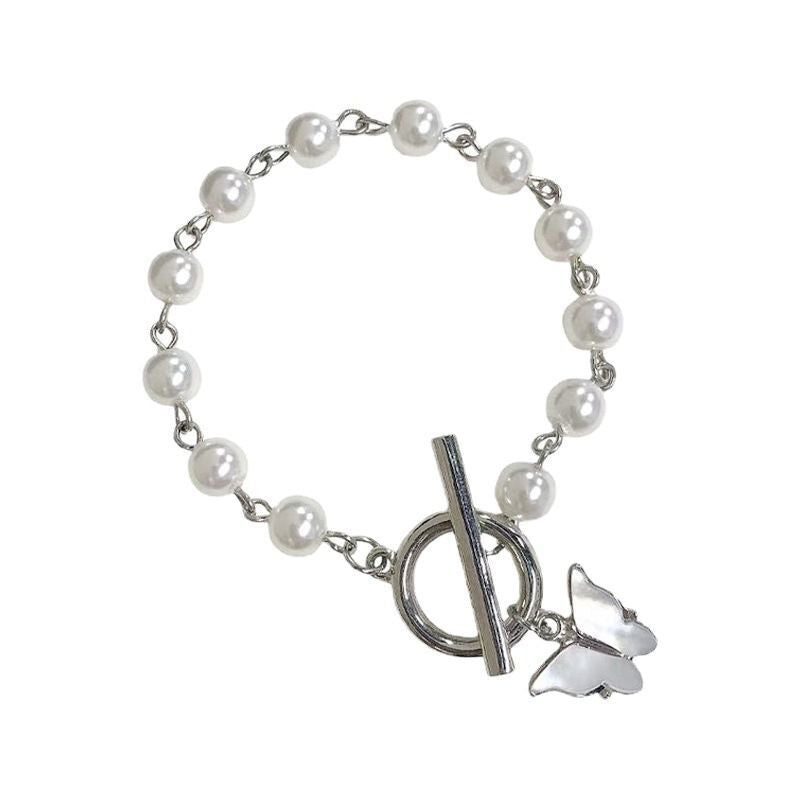 Enchanted Dream Pearl Butterfly Pendant Bracelet