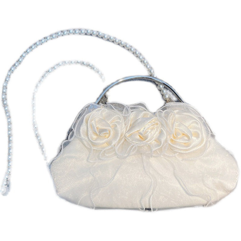 Vintage Pearl Rose Flower Fairy Portable Bag